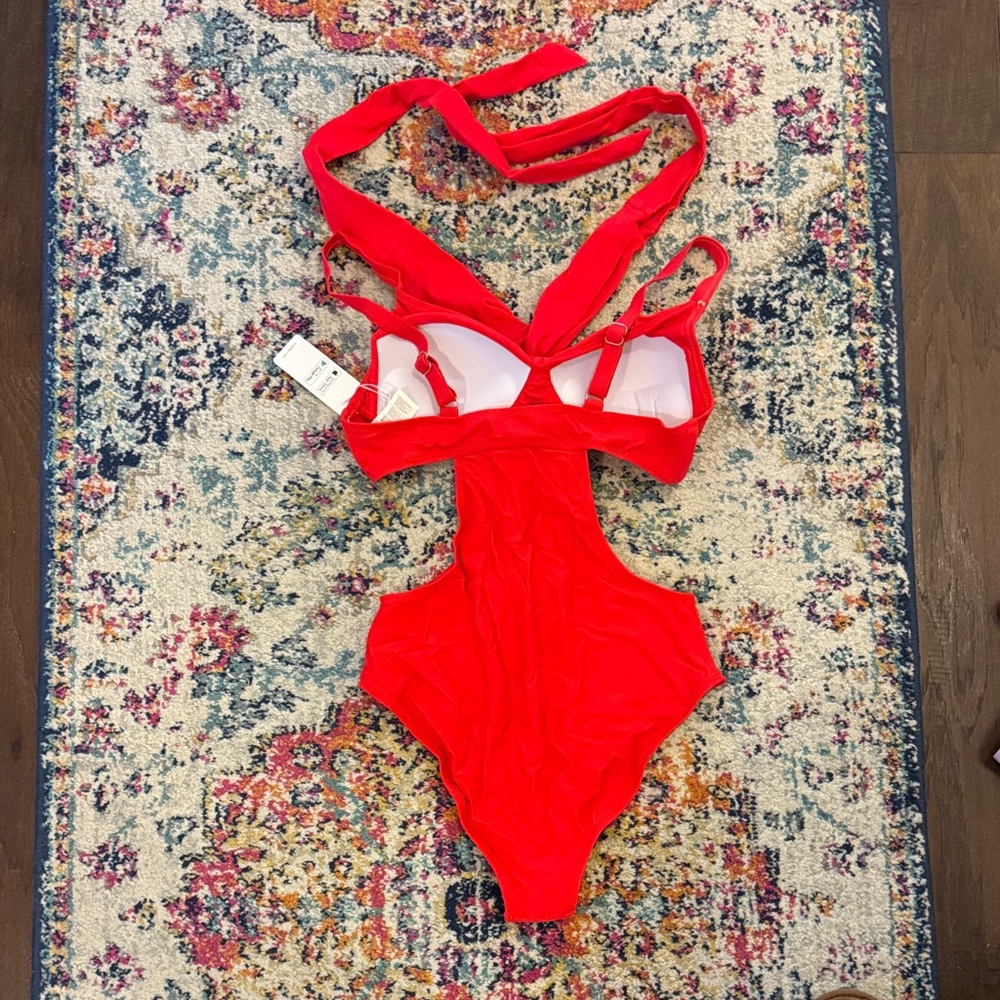 Cupshe Vibrant Red Cutout Swimsuit - Picture 3 of 3